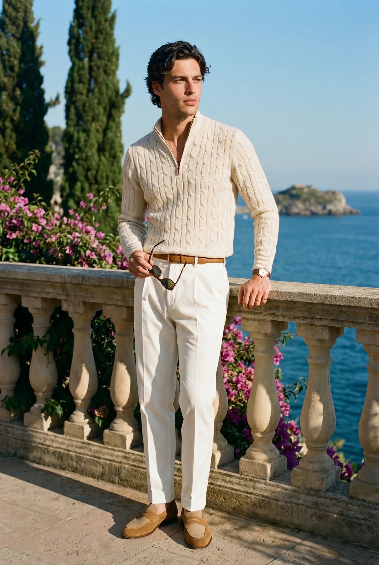 Old Money Premium Cotton Cable Knit Sweater