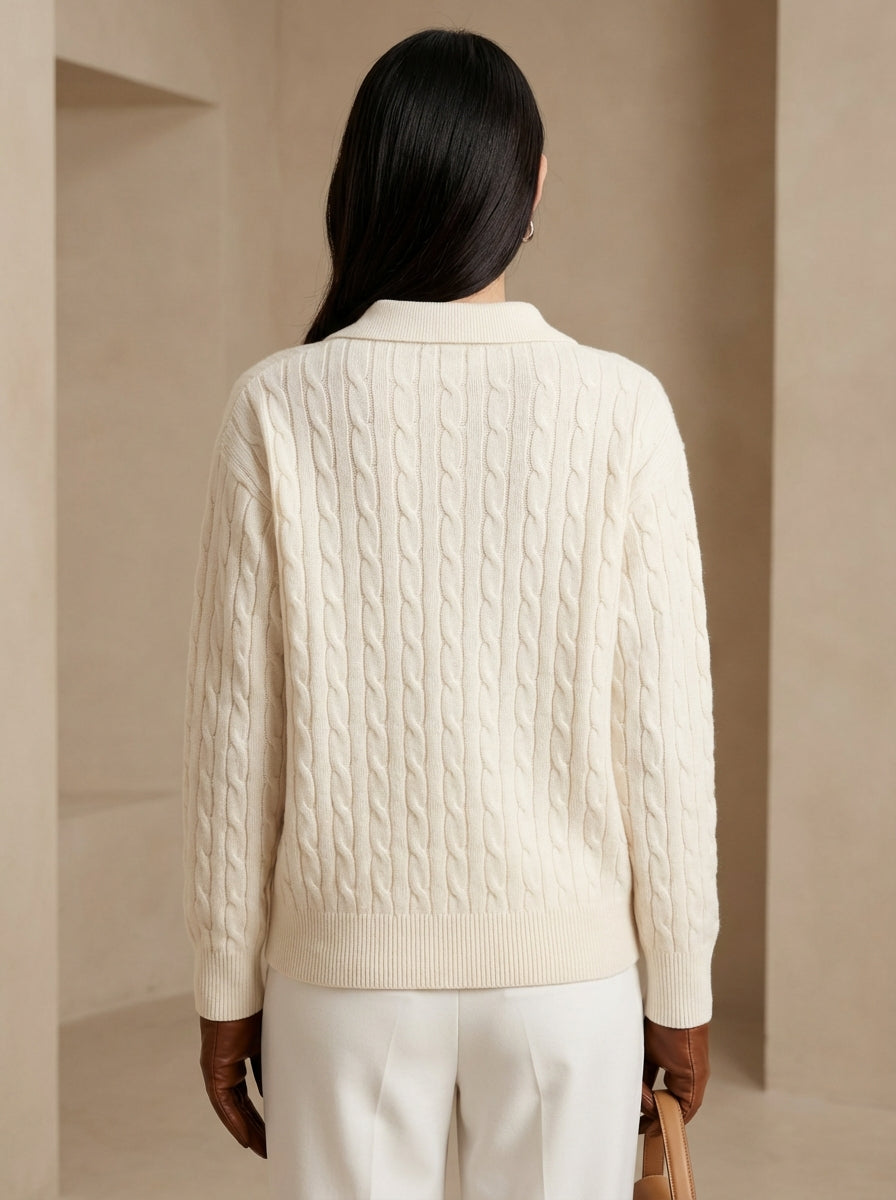 Old Money 100% Wool Oversized Cable Knit Sweater