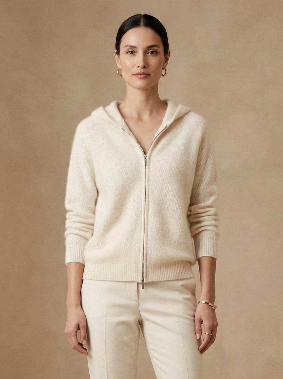 Cashmere Old Money Zip Up Hoodie Sweater
