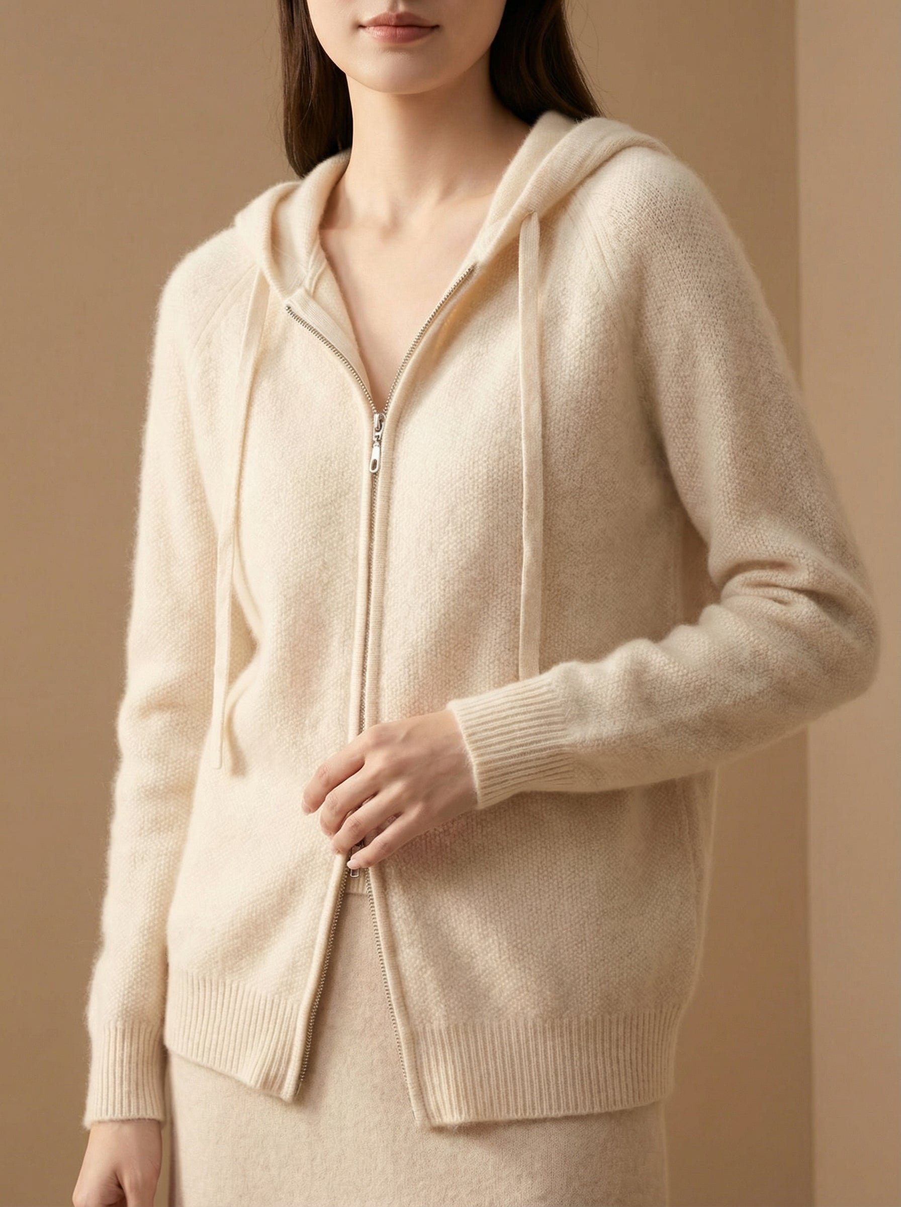 Cashmere Old Money Zip Up Hoodie Sweater