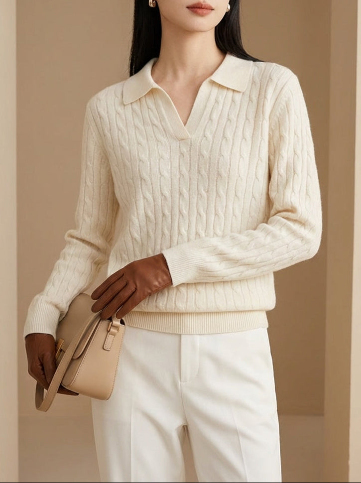 Old Money 100% Wool Oversized Cable Knit Sweater
