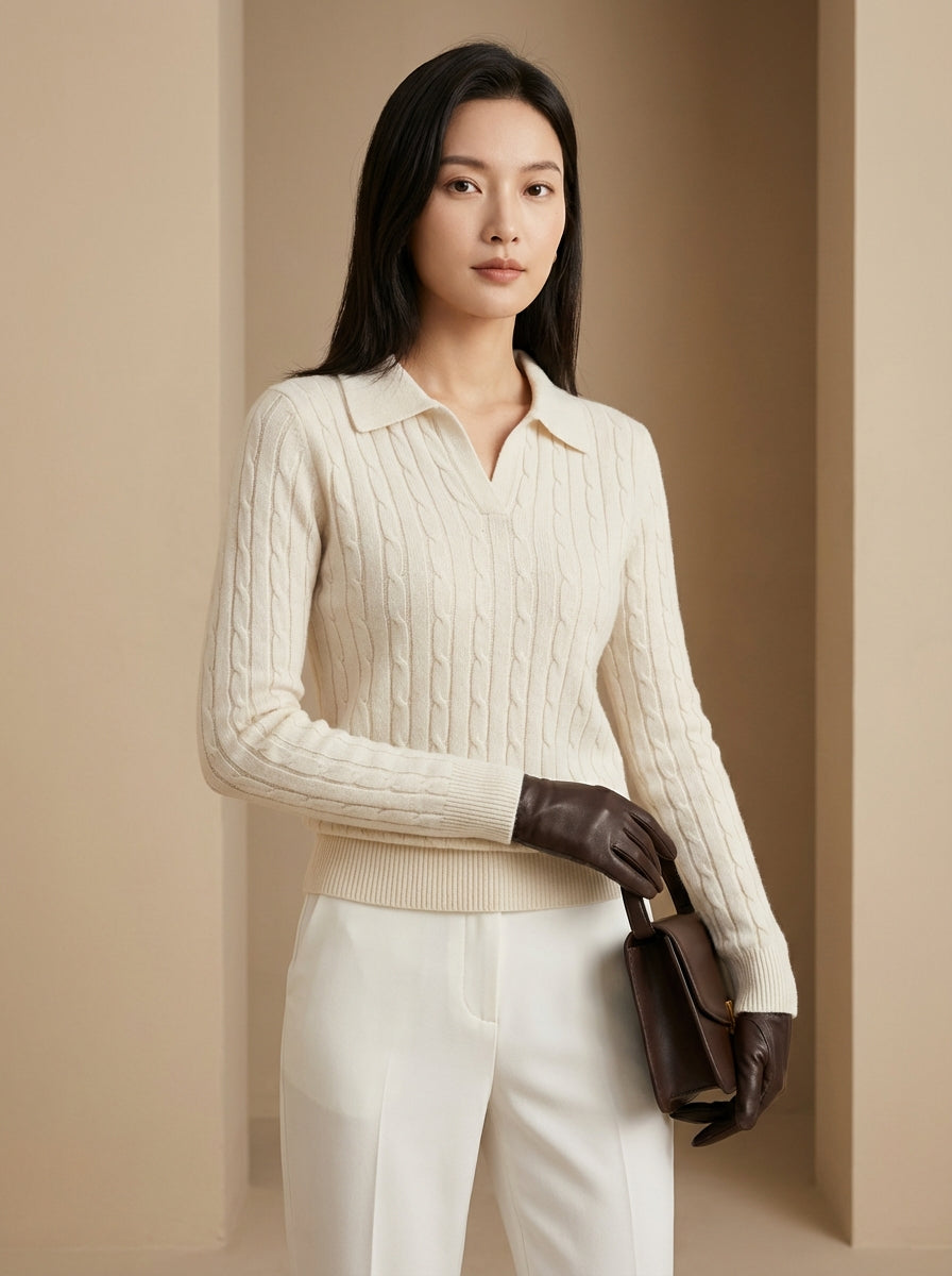 Old Money 100% Wool Oversized Cable Knit Sweater