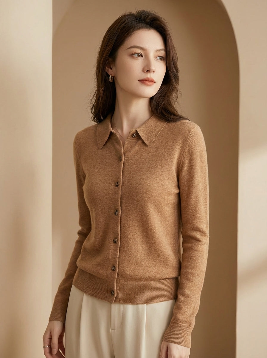 100% Woolen Old Money Polo Cardigan