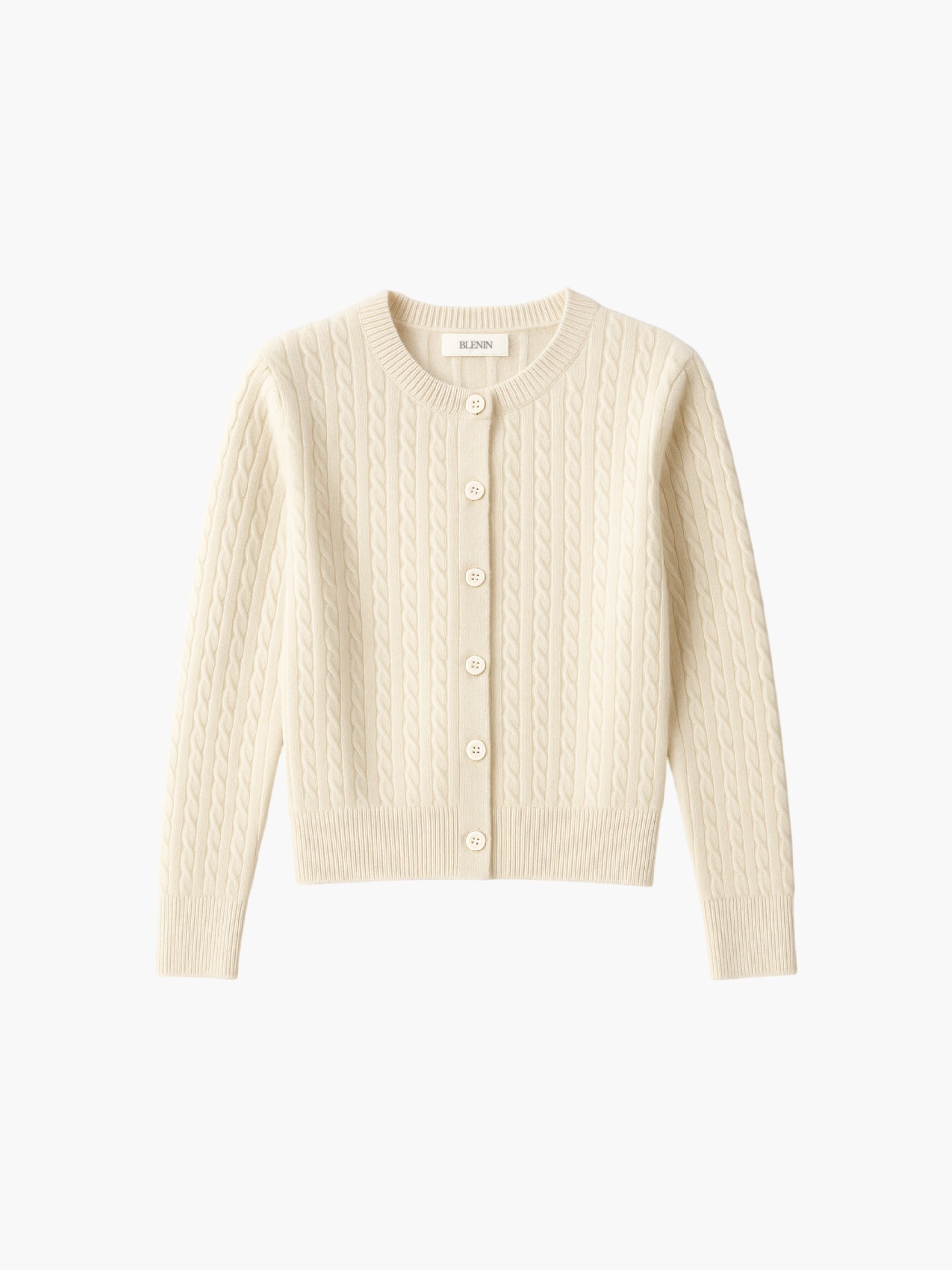 Old Money Button Mini Cable Knit Elegant Cardigan