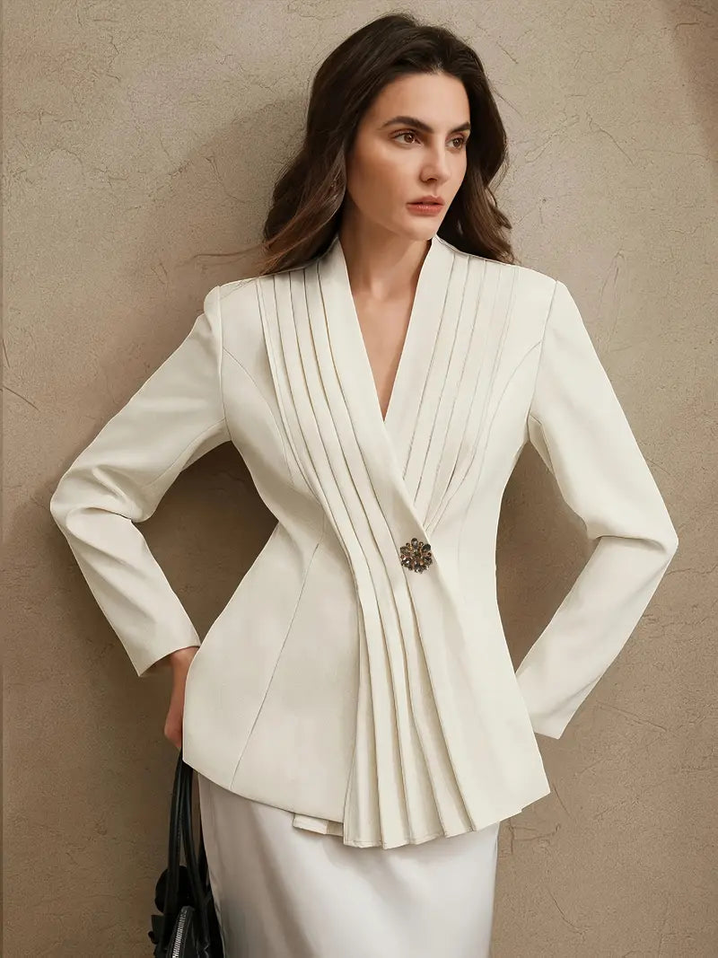 Smart Luxury Special Edition Pleated V-Neck Blouse