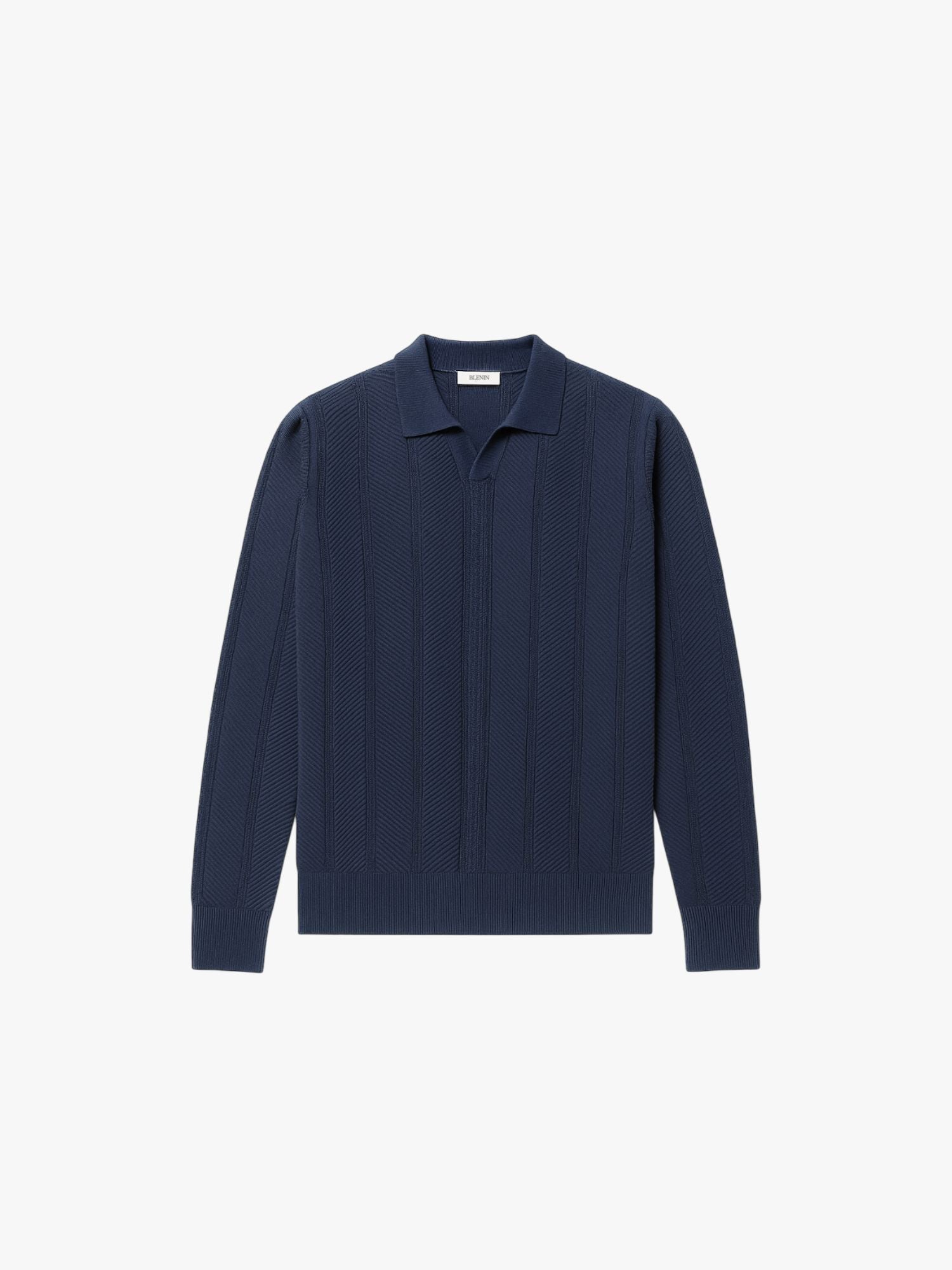 Old Money Long Sleeves Textured Cotton Polo Sweater