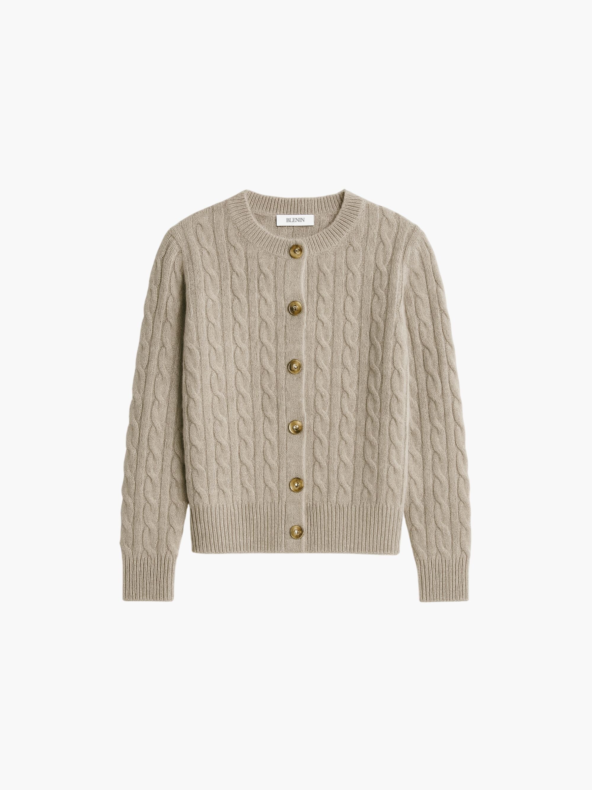 Quiet Luxury Cable Knit Classic Button Cardigan