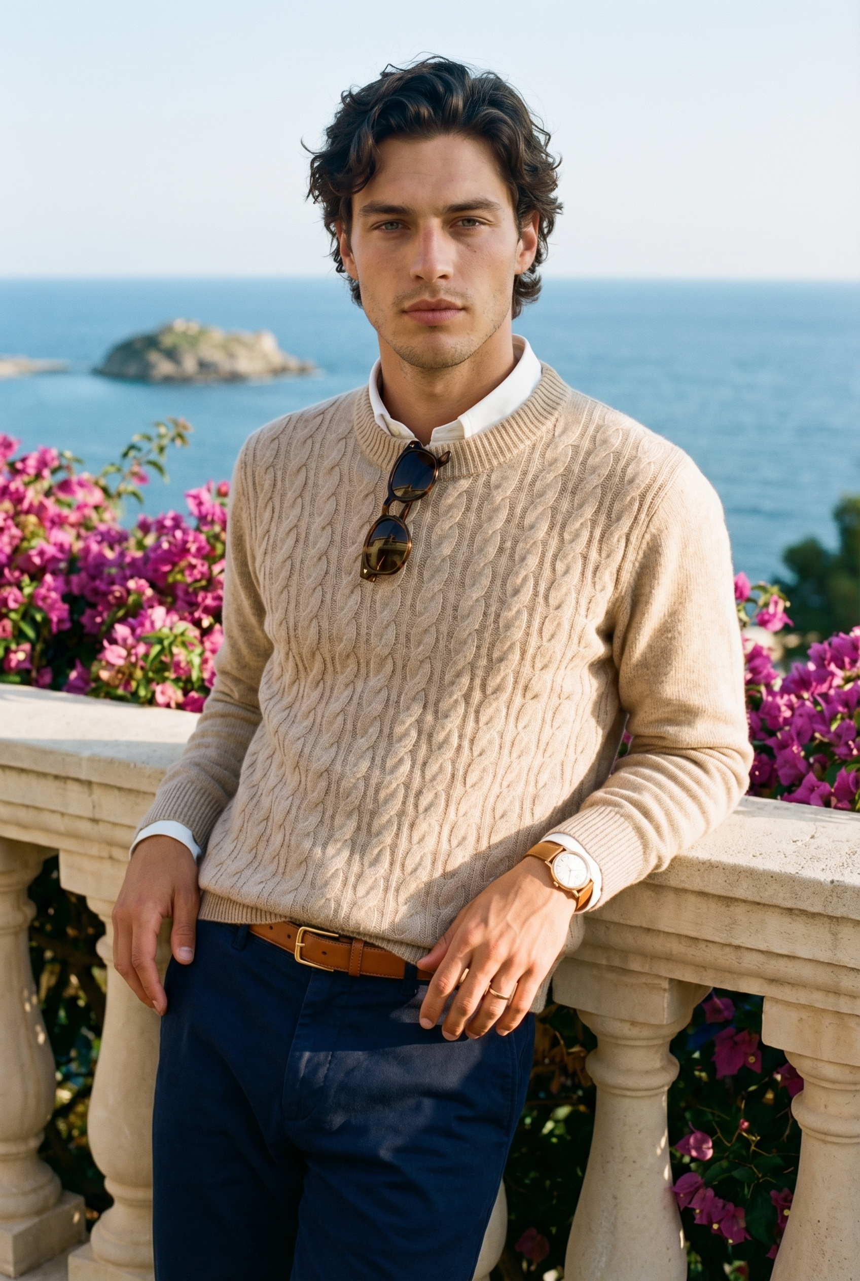 Smart Luxury Crewneck Cashmere Cable Knit Sweater