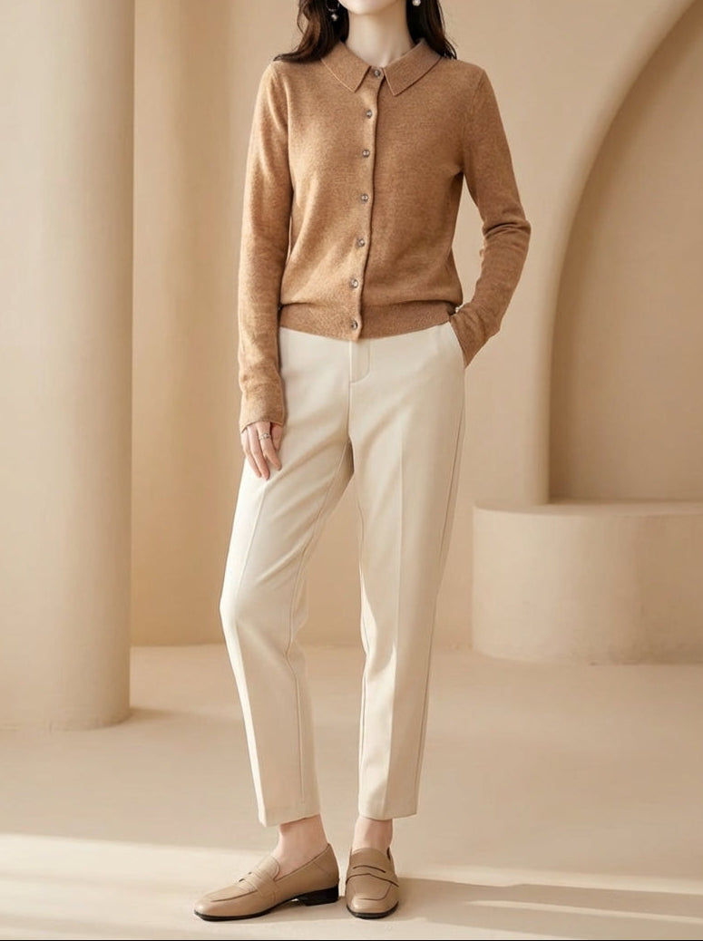 100% Woolen Old Money Polo Cardigan