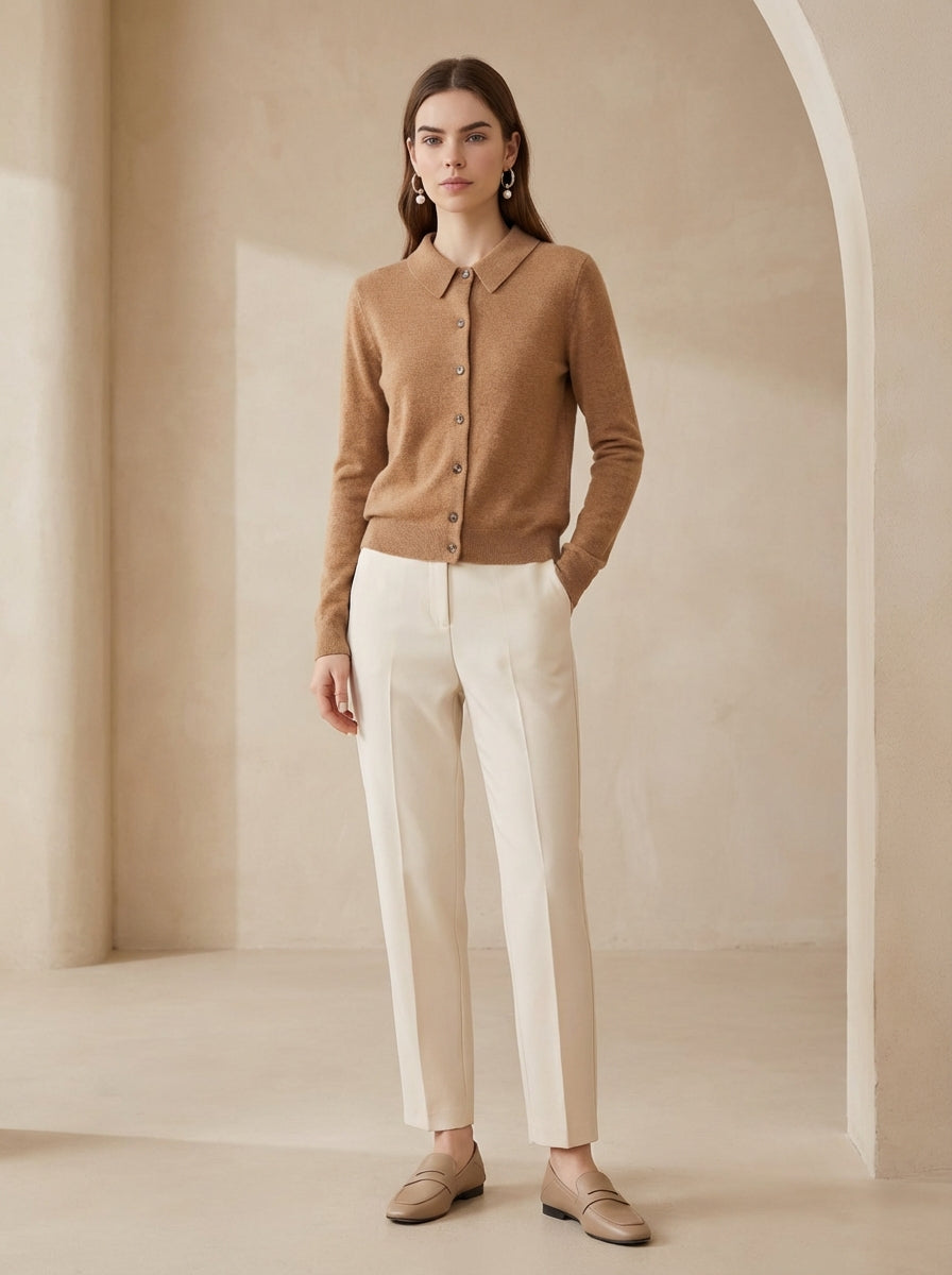 100% Woolen Old Money Polo Cardigan