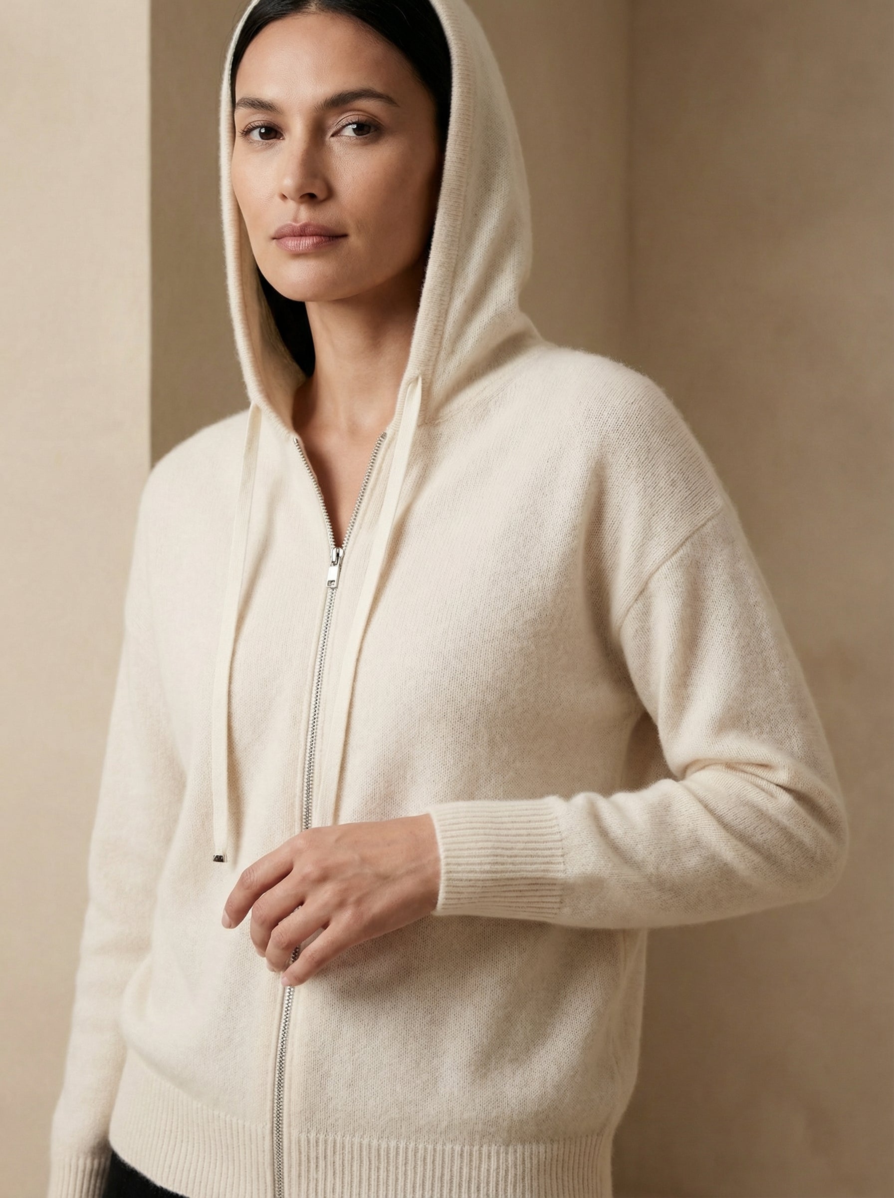 Cashmere Old Money Zip Up Hoodie Sweater