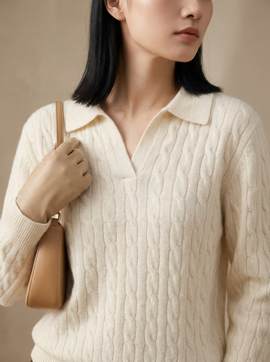 Old Money 100% Wool Oversized Cable Knit Sweater