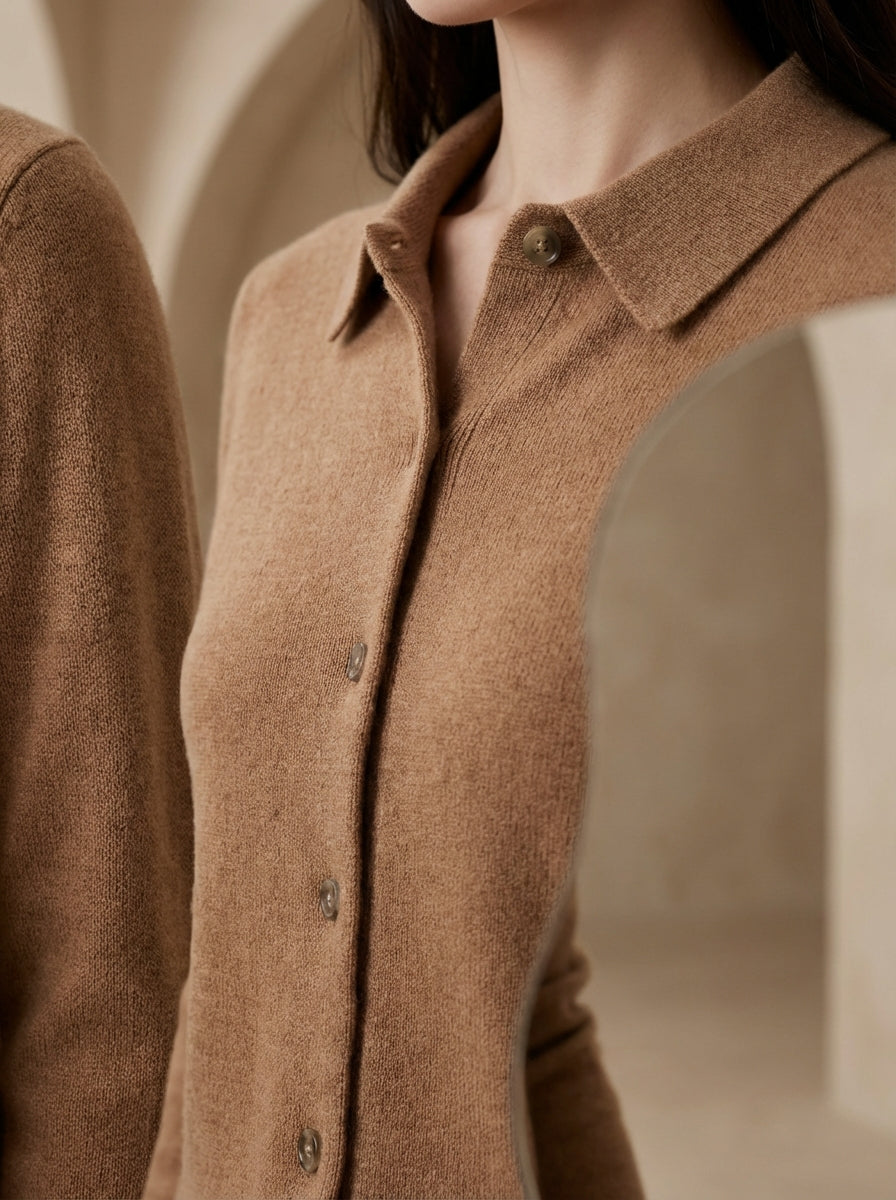 100% Woolen Old Money Polo Cardigan