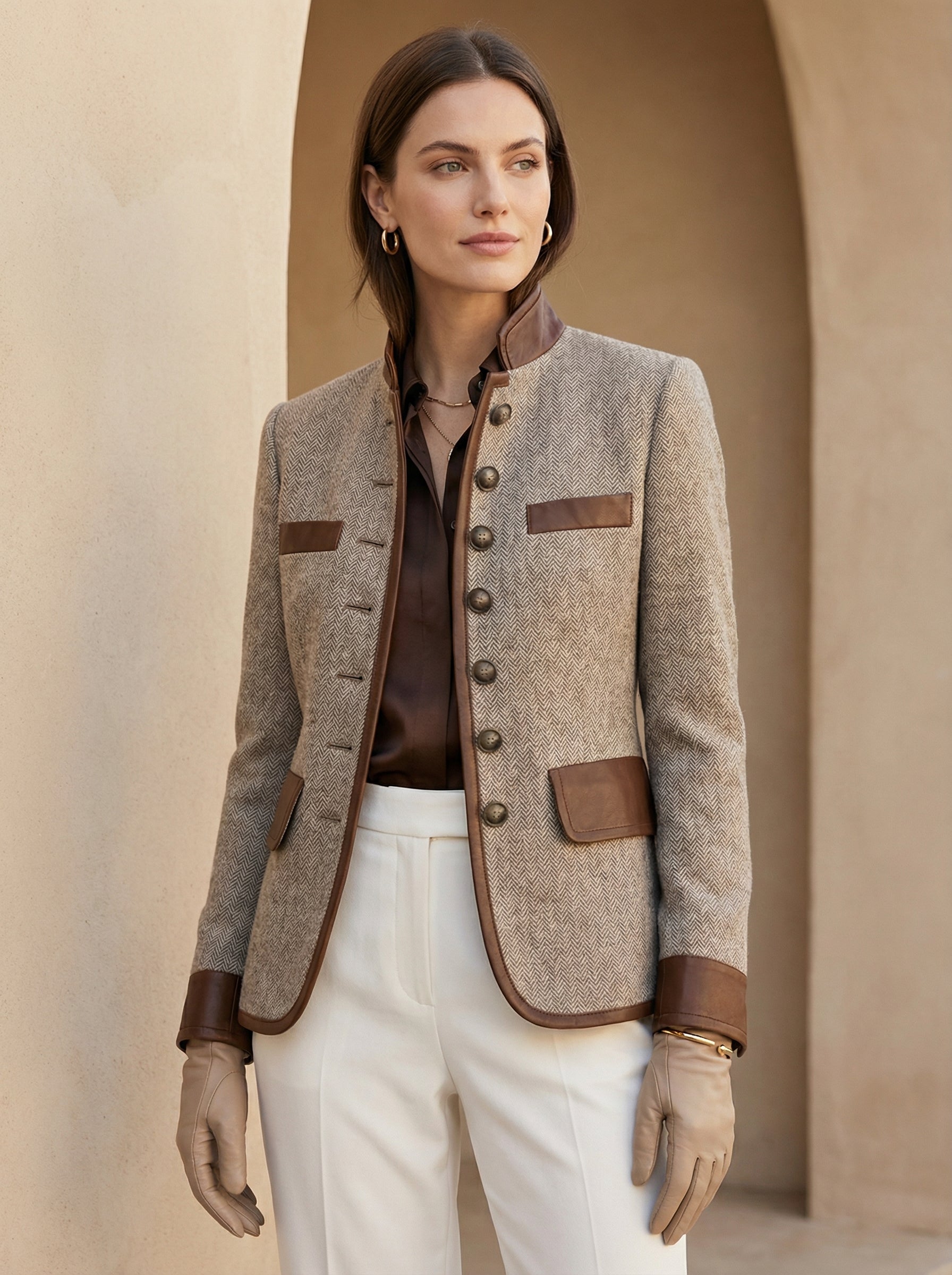 Smart Luxury Buttoned Collar Elegant Jacket